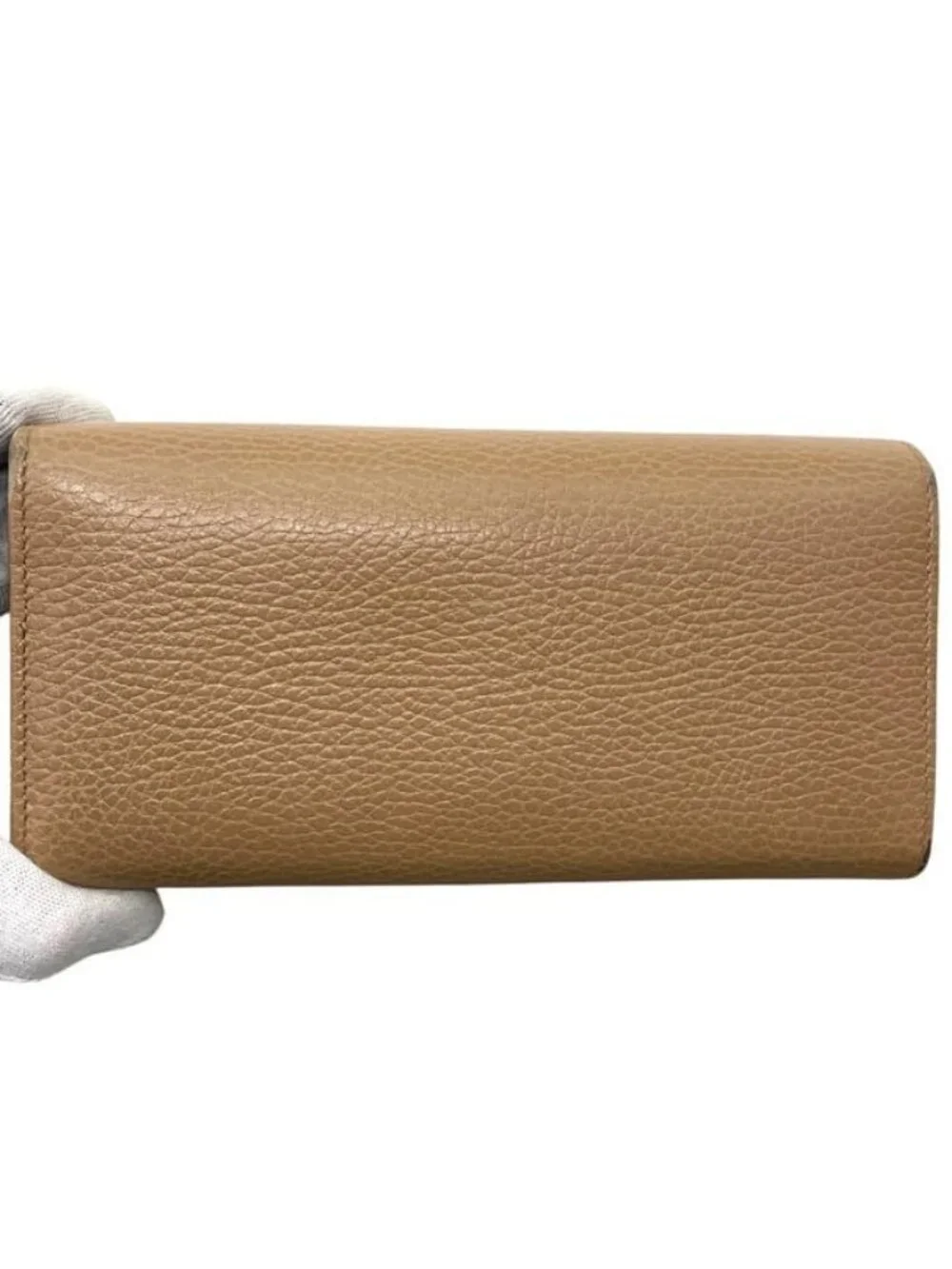 Gucci Bifold Wallet Beige Swing Leather Hook Long